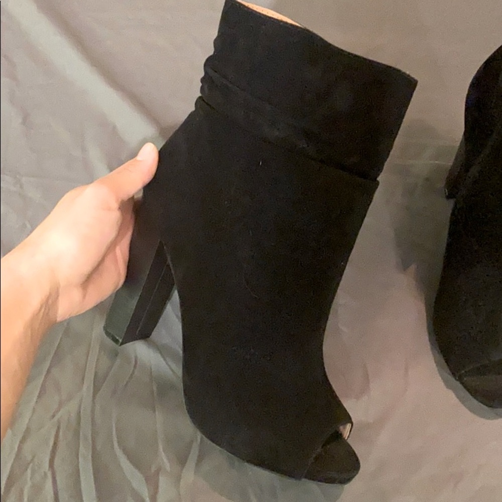 Black peep toe booties